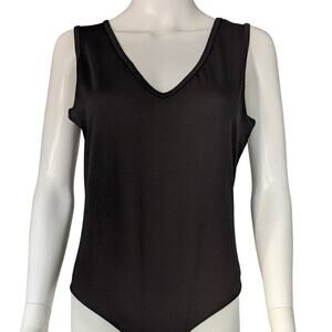 Black Sleeveless Bodysuit Top by Marste